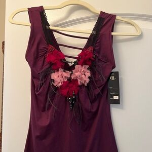 BODY LANGUAGE EMBELLISHED, FEATHERED CAMISOLE